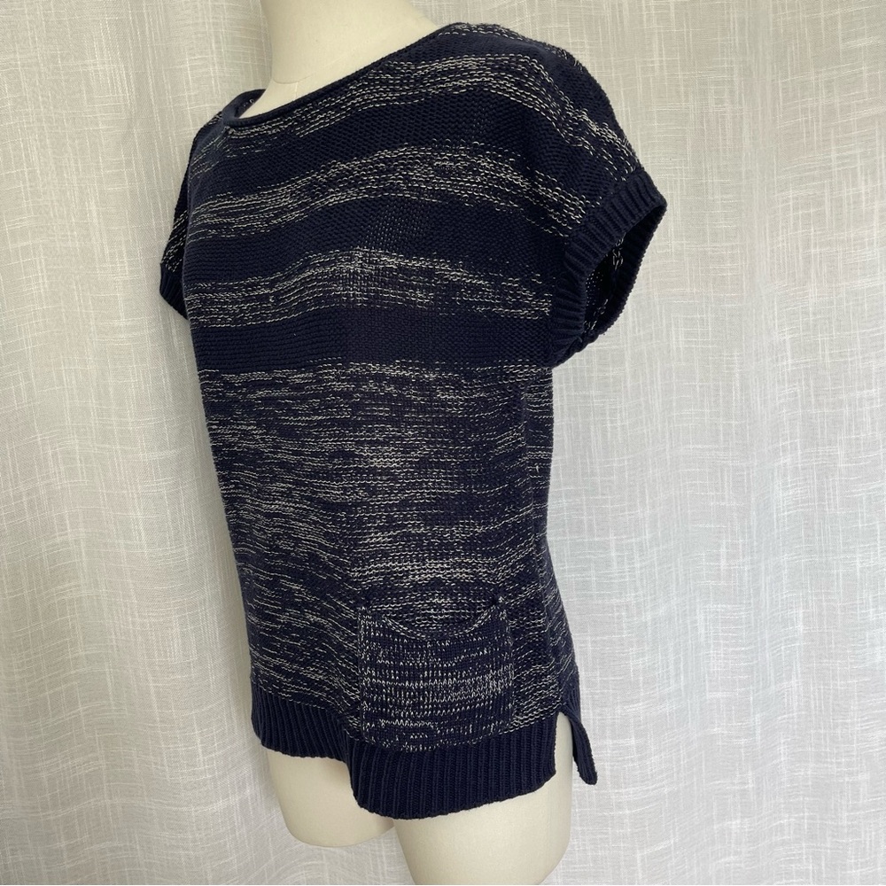 Gap Short Sleeved Sweater XS Navy Blue & Silver Casual Nautical Beach Coastal - Picture 7 of 13